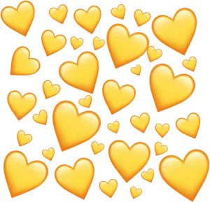 Golden_ Hearts_ Pattern PNG Image