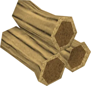 Golden Hexagonal Rods3 D Render PNG Image