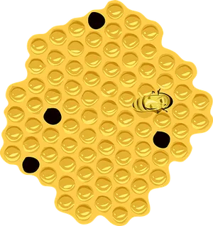 Golden Honeycombwith Bee PNG Image