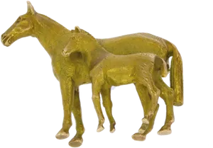 Golden Horseand Foal Sculpture PNG Image