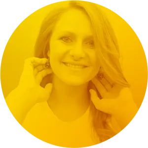 Golden Hued Smiling Woman PNG Image