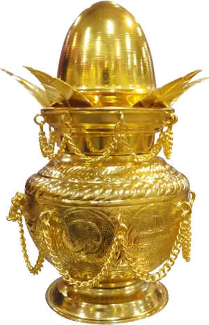 Golden Kalash Traditional Indian Vessel PNG Image