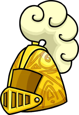 Golden Knight Helmet Cartoon PNG Image