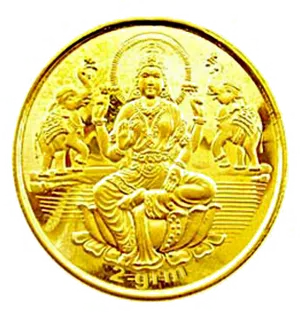 Golden Lakshmi Coin Embossed Design PNG Image