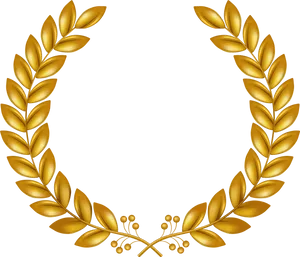 Golden Laurel Wreath Design PNG Image