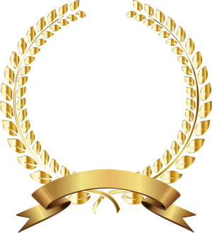 Golden Laurel Wreathwith Ribbon PNG Image