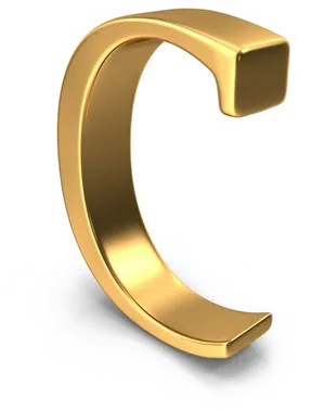 Golden Letter C3 D Rendering PNG Image