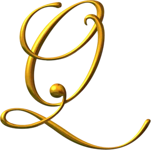 Golden Letter Q Design PNG Image