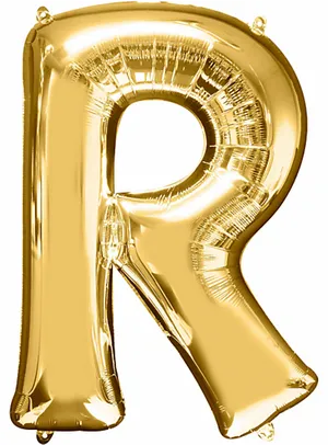 Golden Letter R Balloon PNG Image