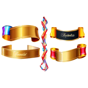 Golden Line Ribbon Banner Png 11 PNG Image