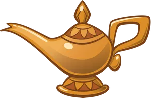 Golden_ Magic_ Lamp_ Vector PNG Image