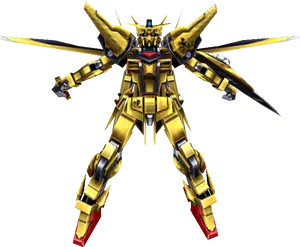 Golden_ Mecha_ Gundam_ Pose PNG Image