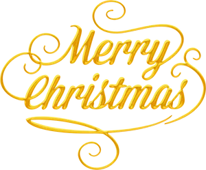 Golden Merry Christmas Text PNG Image