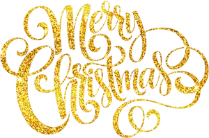 Golden Merry Christmas Text PNG Image