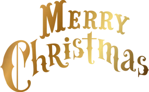 Golden Merry Christmas Text PNG Image