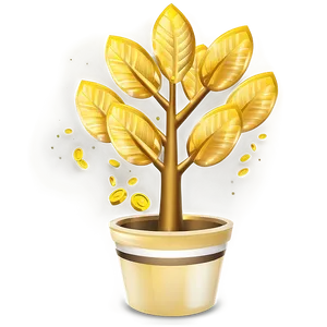 Golden Money Tree Design Png Uyw PNG Image