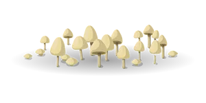 Golden Mushroom Cluster Illustration PNG Image