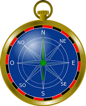 Golden Nautical Compass PNG Image