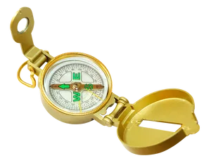 Golden Navigational Compass PNG Image