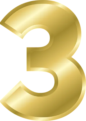 Golden Number Three Graphic PNG Image