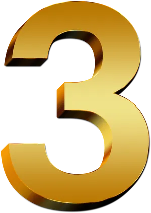 Golden Number Three Graphic PNG Image