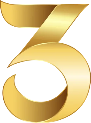 Golden Number Three Graphic PNG Image