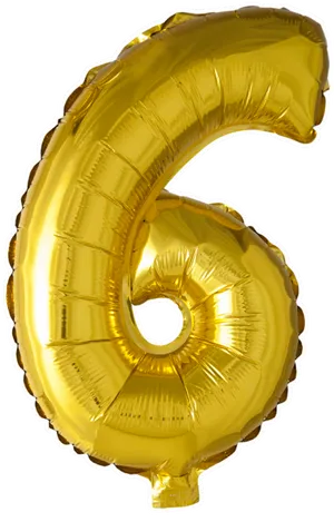 Golden Number6 Balloon PNG Image