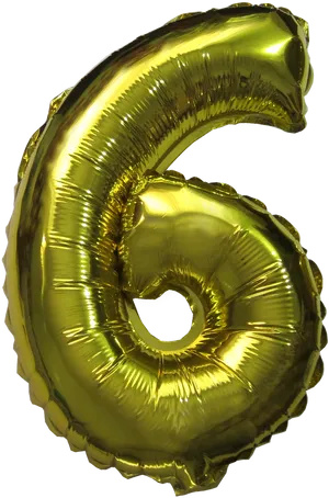 Golden Number6 Balloon PNG Image