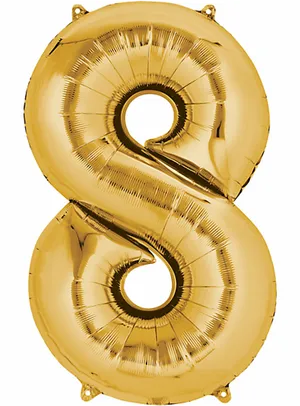 Golden Number8 Balloon PNG Image