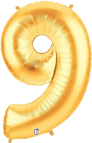 Golden Number9 Balloon PNG Image