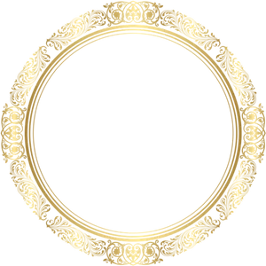 Golden Ornate Frame Circle PNG Image