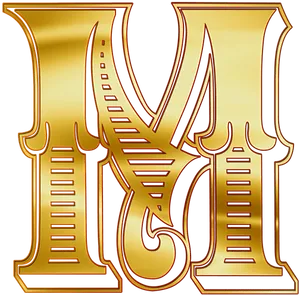 Golden Ornate Letter M PNG Image