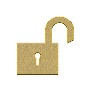 Golden Padlock Open PNG Image