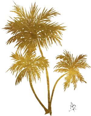 Golden Palm Trees Artwork PNG Image