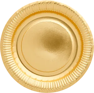 Golden Paper Plate Top View PNG Image