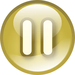 Golden Pause Icon PNG Image