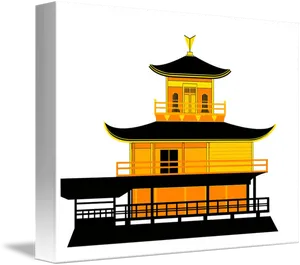 Golden Pavilion Kyoto Vector Art PNG Image