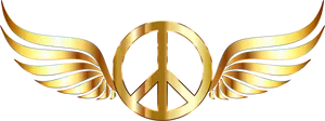 Golden Peace Symbol Wings Logo PNG Image