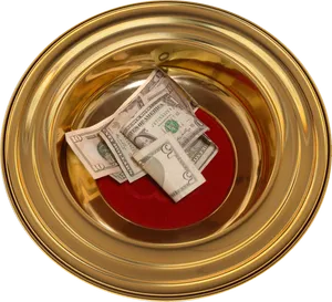 Golden Plate Cash Offering PNG Image