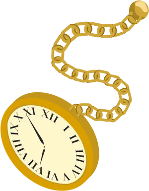 Golden Pocket Watch Illustration PNG Image