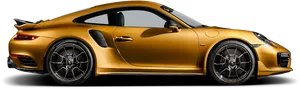 Golden Porsche911 Turbo Side Profile PNG Image