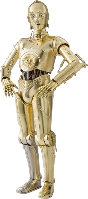 Golden Protocol Droid Standing PNG Image