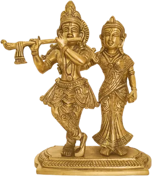 Golden_ Radha_ Krishna_ Statue PNG Image