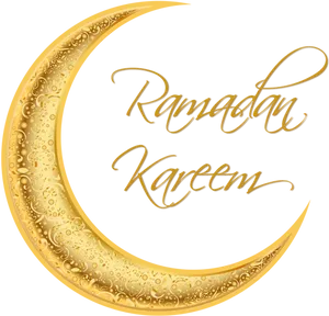 Golden Ramadan Kareem Crescent PNG Image