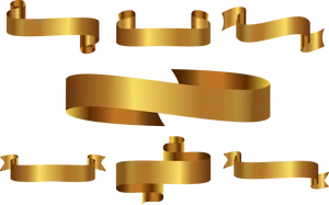 Golden Ribbon Banner Set PNG Image