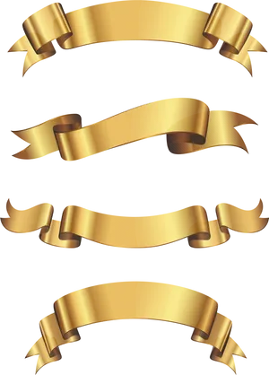 Golden Ribbon Banners Set PNG Image