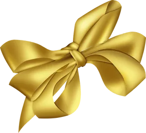 Golden Ribbon Bow Illustration PNG Image