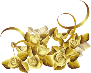 Golden_ Roses_ Artwork PNG Image