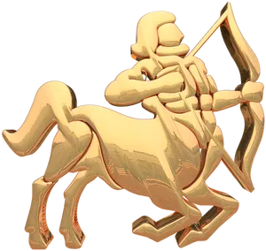 Golden Sagittarius Symbol3 D PNG Image