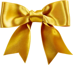 Golden Satin Bow Isolated PNG Image